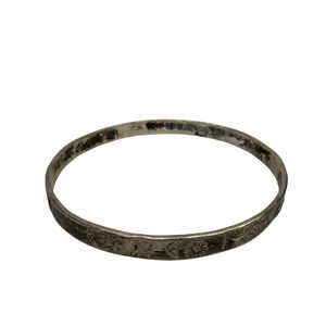 Mexico Sterling Silver Floral Stamped Bangle Bracelet 16.5g 2.5 in